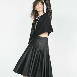 Zara M black lace long sleeve crop top white bow tie lacy shirt blouse witchy​